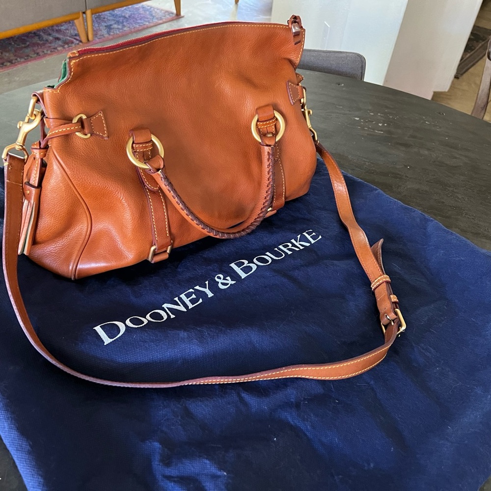 Dooney & Bourke Florentine Leather Double Strap Tassel Satchel